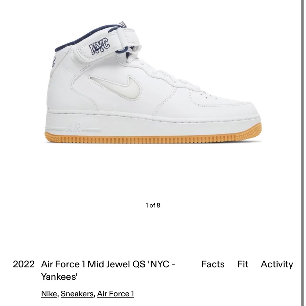 2022 Air Force 1 Mid Jewel QS 'NYC - Yankees